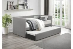 Woodwell Grey Leather Twin Daybed With Trundle -Furniture Store 305485 grey fabric daybed room 86