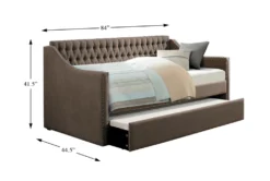 Luxe Brown Twin Upholstered Daybed With Trundle -Furniture Store 305498 brown fabric daybed detail 44 1