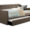 Luxe Brown Twin Upholstered Daybed With Trundle -Furniture Store 305498 brown fabric daybed signature 01 1