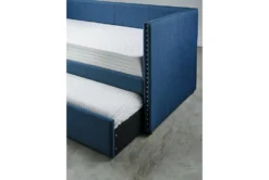 Tulney Blue Twin Upholstered Daybed With Trundle -Furniture Store 305506 blue fabric daybed detail 45 1