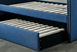 Tulney Blue Twin Upholstered Daybed With Trundle -Furniture Store 305506 blue fabric daybed detail 46 1