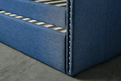 Tulney Blue Twin Upholstered Daybed With Trundle -Furniture Store 305506 blue fabric daybed detail 47 1
