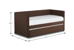 Tulney Chocolate Twin Upholstered Daybed With Trundle -Furniture Store 305509 brown fabric daybed detail 44 1