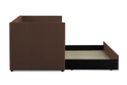 Tulney Chocolate Twin Upholstered Daybed With Trundle -Furniture Store 305509 brown fabric daybed side 16