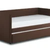 Tulney Chocolate Twin Upholstered Daybed With Trundle -Furniture Store 305509 brown fabric daybed signature 02 1