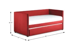 Tulney Red Twin Upholstered Daybed With Trundle -Furniture Store 305515 red fabric daybed detail 44 1