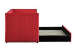 Tulney Red Twin Upholstered Daybed With Trundle -Furniture Store 305515 red fabric daybed side 16