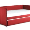 Tulney Red Twin Upholstered Daybed With Trundle -Furniture Store 305515 red fabric daybed signature 02