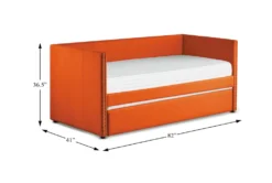 Tulney Orange Twin Upholstered Daybed With Trundle -Furniture Store 305518 orange fabric daybed detail 44 1