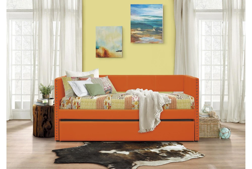 Tulney Orange Twin Upholstered Daybed With Trundle 12 Tulney Orange Twin Upholstered Daybed With Trundle - Image 10