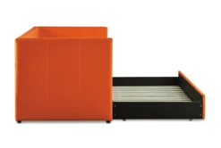 Tulney Orange Twin Upholstered Daybed With Trundle -Furniture Store 305518 orange fabric daybed side 16 1