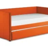 Tulney Orange Twin Upholstered Daybed With Trundle -Furniture Store 305518 orange fabric daybed signature 02 1
