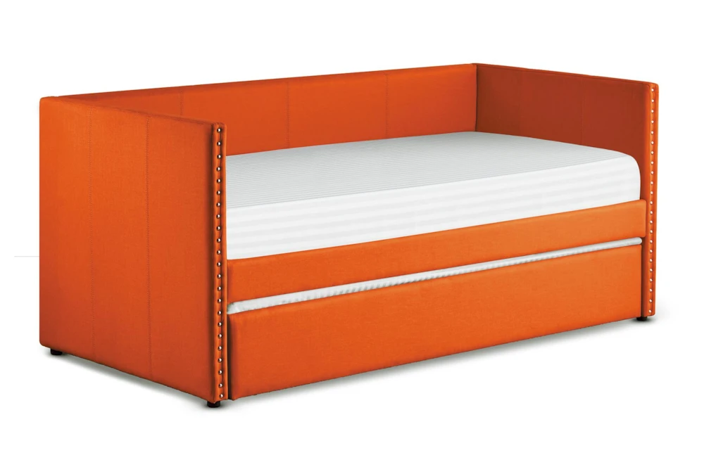 Tulney Orange Twin Upholstered Daybed With Trundle 3 Tulney Orange Twin Upholstered Daybed With Trundle