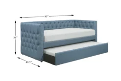 Sutton Light Blue Twin Upholstered Daybed With Trundle -Furniture Store 305526 grey fabric daybed detail 44