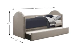Grayson Twin Upholstered Daybed With Trundle 10 Grayson Twin Upholstered Daybed With Trundle -Furniture Store 305530 grey fabric daybed detail 44