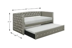 Joan Twin Daybed With Trundle -Furniture Store 305533 silver fabric daybed detail 44