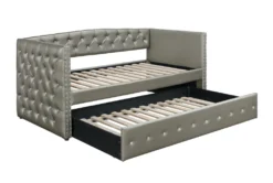 Joan Twin Daybed With Trundle -Furniture Store 305533 silver fabric daybed side 14