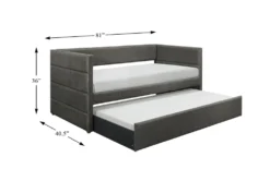 Meyer Twin Upholstered Daybed With Trundle -Furniture Store 305536 grey fabric daybed detail 44