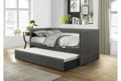Meyer Twin Upholstered Daybed With Trundle -Furniture Store 305536 grey fabric daybed room 86