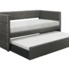 Meyer Twin Upholstered Daybed With Trundle -Furniture Store 305536 grey fabric daybed signature 01