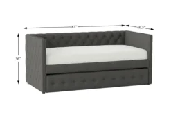Claiborne Twin Upholstered Daybed With Trundle -Furniture Store 305540 grey fabric daybed detail 44