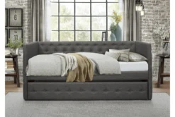 Claiborne Twin Upholstered Daybed With Trundle -Furniture Store 305540 grey fabric daybed room 85