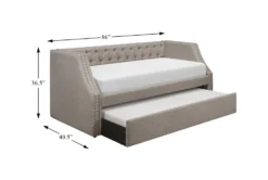 Freya Twin Upholstered Daybed With Trundle -Furniture Store 305673 grey fabric daybed detail 44