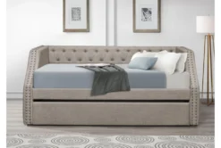 Freya Twin Upholstered Daybed With Trundle -Furniture Store 305673 grey fabric daybed room 85