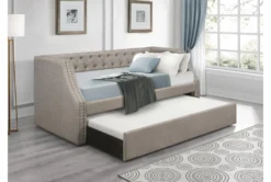 Freya Twin Upholstered Daybed With Trundle -Furniture Store 305673 grey fabric daybed room 86