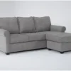 Athos Vintage 86" Queen Sleeper Sofa With Reversible Chaise -Furniture Store 305942 grey fabric reversible sofa chaise signature 01