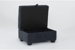 Midnight Blue Storage Ottoman -Furniture Store 305963 blue fabric ottoman side 19