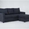 Aramis Midnight Blue 83" Queen Sleeper Sofa With Reversible Chaise 1 Aramis Midnight Blue 83" Queen Sleeper Sofa With Reversible Chaise -Furniture Store 305966 blue fabric reversible sofa chaise signature 01