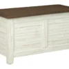 Dash Antique White + Brown Storage Trunk -Furniture Store 306527 white wood chest signature 02