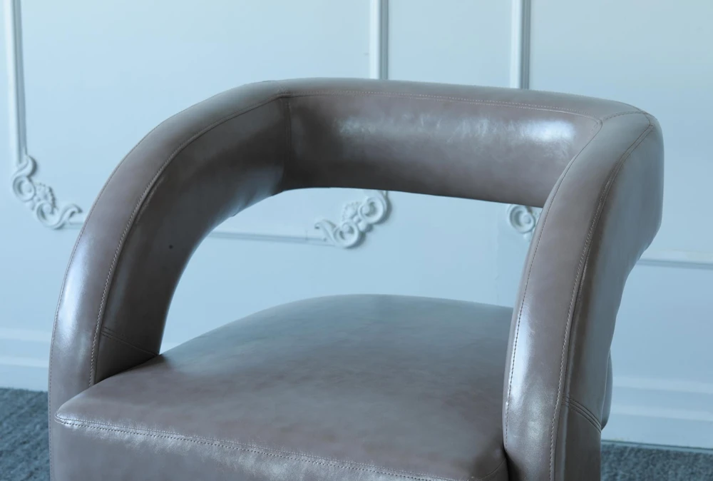 Antique Grey Faux Leather + Natural Ash Accent Chair 5 Antique Grey Faux Leather + Natural Ash Accent Chair - Image 3
