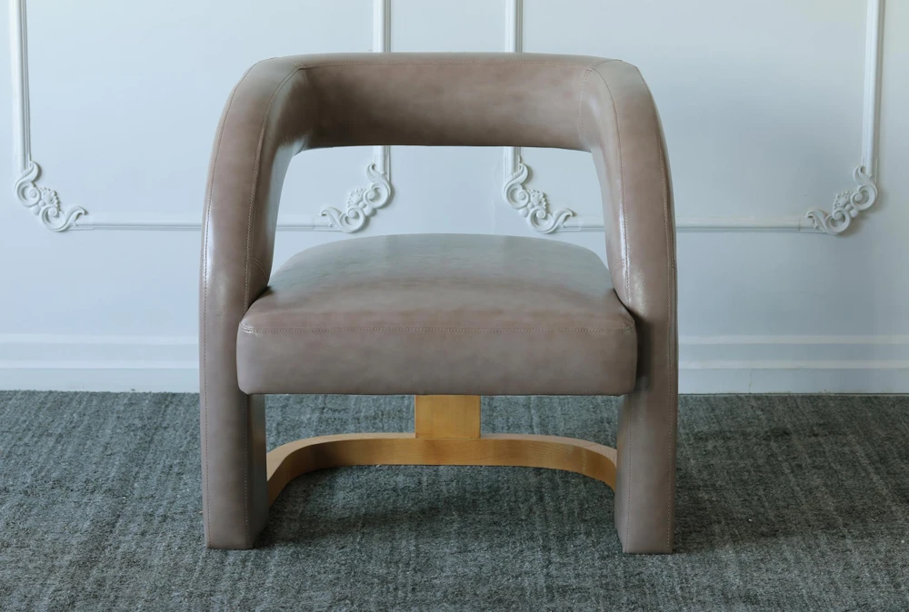 Antique Grey Faux Leather + Natural Ash Accent Chair 4 Antique Grey Faux Leather + Natural Ash Accent Chair - Image 2