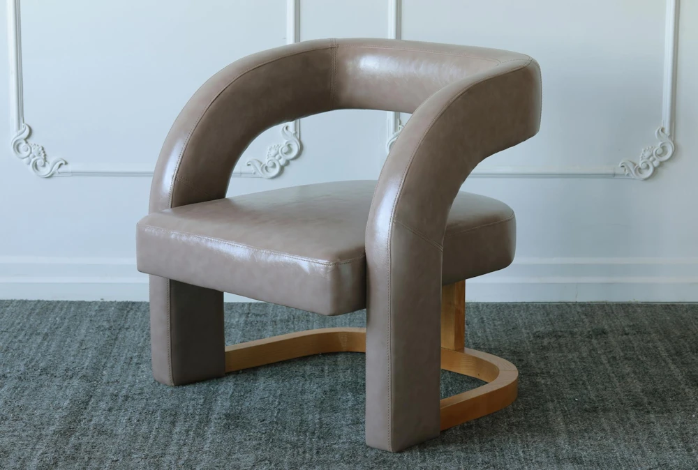 Antique Grey Faux Leather + Natural Ash Accent Chair 3 Antique Grey Faux Leather + Natural Ash Accent Chair