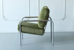Green Velvet + Grey Metal Frame Accent Chair -Furniture Store 307054 green velvet accent chair side 14