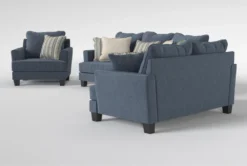 Elijah II 100" Sofa/Loveseat/Chair Set -Furniture Store 307439 blue fabric living room set side 19