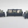 Elijah II 100" Sofa/Loveseat/Chair Set -Furniture Store 307439 blue fabric living room set signature 01