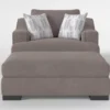Lodge Velvet 58" Chair/Ottoman Set -Furniture Store 307447 grey fabric living room set signature 01