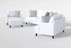 Edge Chenille Sofa/Loveseat/Chair/Ottoman Set -Furniture Store 307534 white fabric living room set side 20