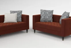 Tate IV Velvet Sofa/Loveseat/Chair Set -Furniture Store 307554 red fabric living room set detail 45