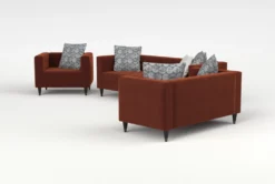 Tate IV Velvet Sofa/Loveseat/Chair Set -Furniture Store 307554 red fabric living room set side 20