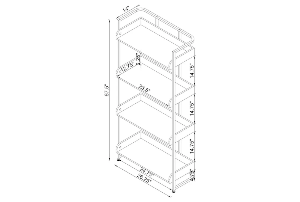 Eugene 4-Shelf Bookcase White High Gloss And Chrome 6 Eugene 4-Shelf Bookcase White High Gloss And Chrome - Image 4