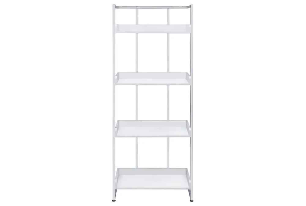 Eugene 4-Shelf Bookcase White High Gloss And Chrome 4 Eugene 4-Shelf Bookcase White High Gloss And Chrome - Image 2