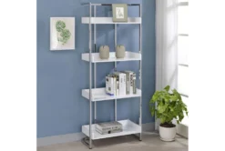 Eugene 4-Shelf Bookcase White High Gloss And Chrome 17 Eugene 4-Shelf Bookcase White High Gloss And Chrome -Furniture Store 307920 room 85