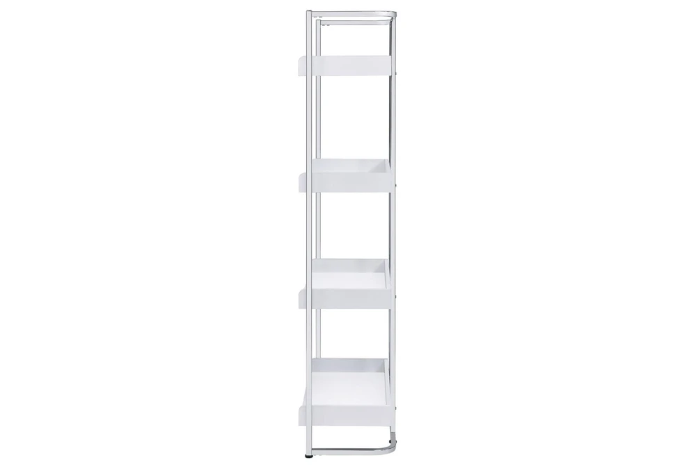 Eugene 4-Shelf Bookcase White High Gloss And Chrome 5 Eugene 4-Shelf Bookcase White High Gloss And Chrome - Image 3