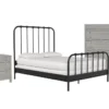 Knox California King Metal Panel 3 Piece Bedroom Set With Rowan Mineral Chest Of Drawers + Nightstand