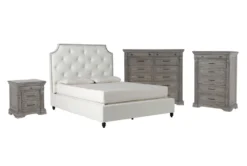 Sophia II California King Upholstered Storage 4 Piece Bedroom Set With Adriana Chest Of Drawers, Wardrobe + Nightstand