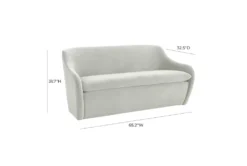 Layne Light Grey Velvet 65" Loveseat -Furniture Store 308730 grey fabric settee detail 45